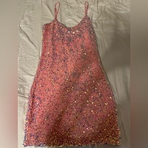 Pink Lucy in the sky sequin dress stunning on worn once size 4 fits smaller